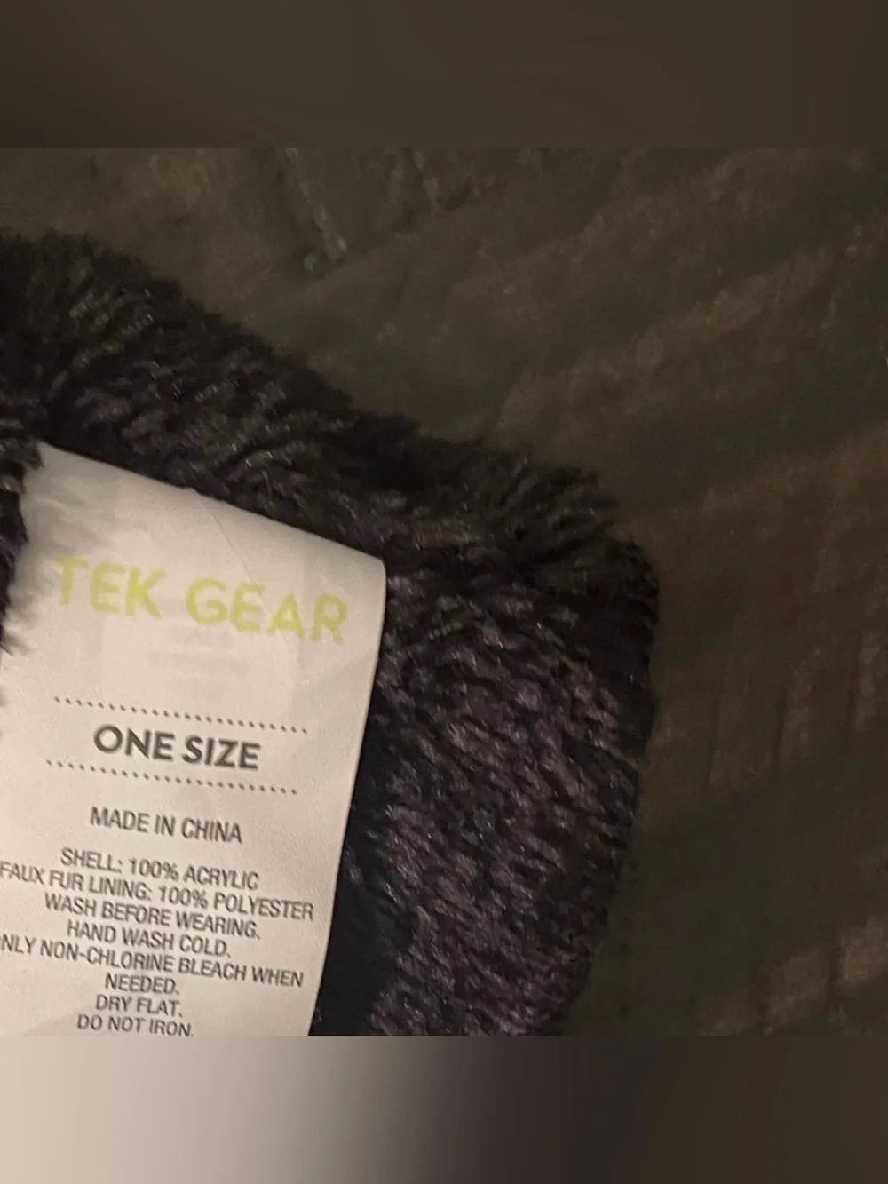 Tek Gear Boys Beanie Winter Hat Black & Gray Striped One Size